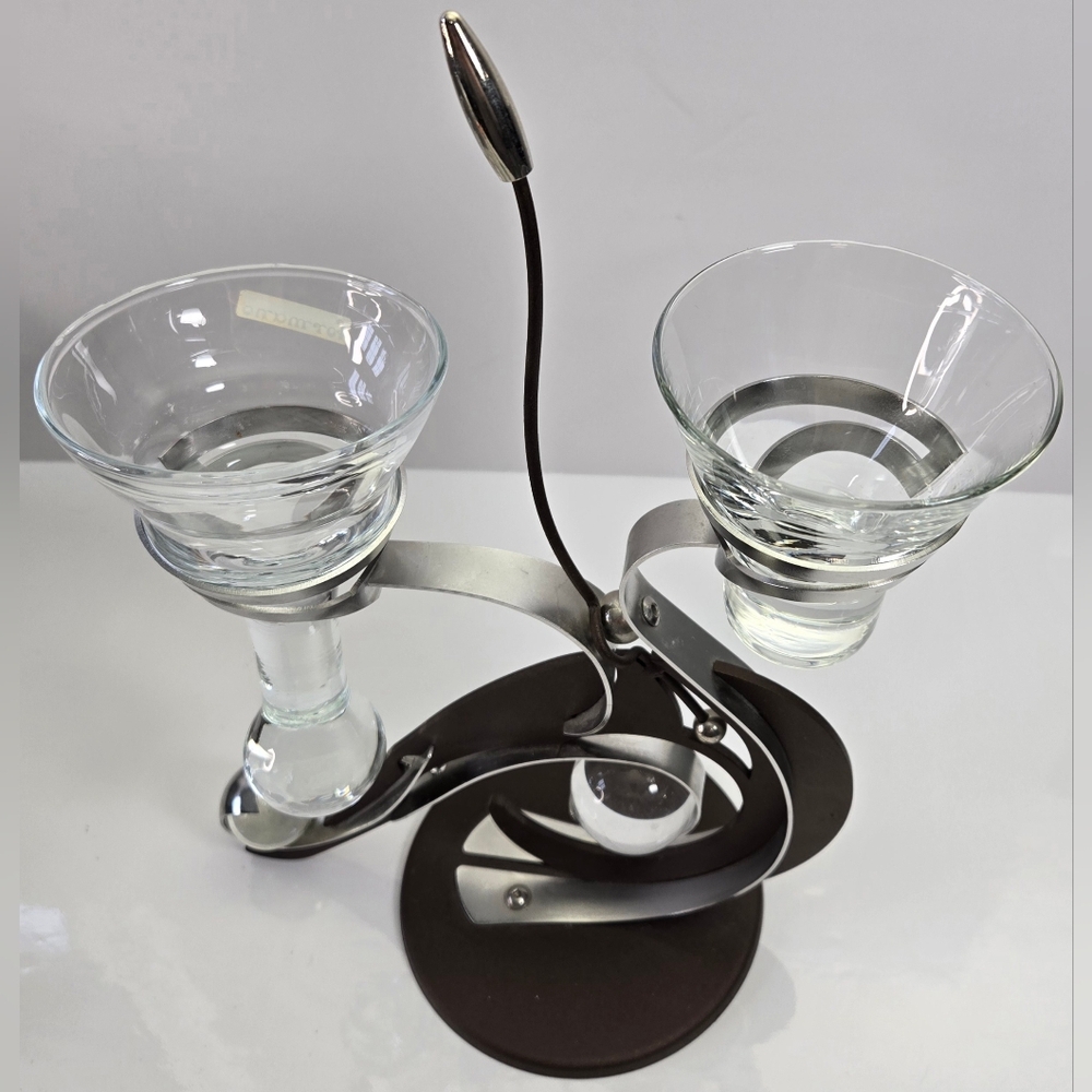 Vintage Art Deco Formano Tear Drop Metal & Glass Candle Holder - Picture 3 of 10